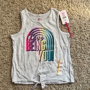 Justice Gray Tank with Vibrant Rainbow Design